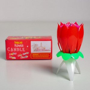 Свеча для торта музыкальная "Тюльпан", красная, 12?5 см