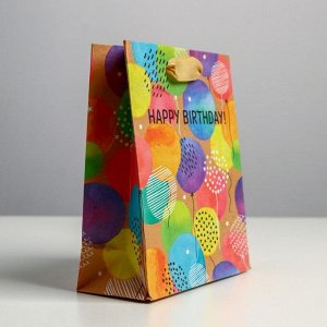 Пакет крафтовый вертикальный «Happy birthday», S 12 ? 15 ? 5.5 см