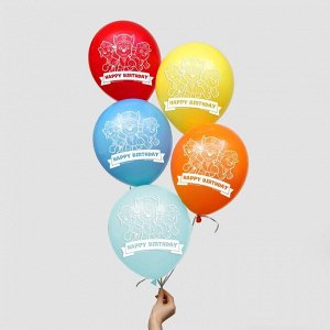 Воздушные шары "Happy birthday", Щенячий патруль 12 дюйм (набор 25 шт)