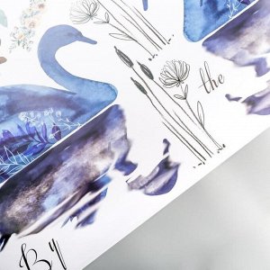 Наклейка пластик интерьерная цветная "Синие лебеди в пруду" 60х90 см