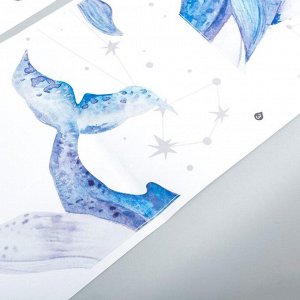 Наклейка пластик интерьерная цветная "Киты, кашалоты и созвездия" 30х90 см набор 2 листа