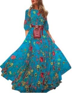 Платье-макси с цветочным принтом (БЕЗ пояса)