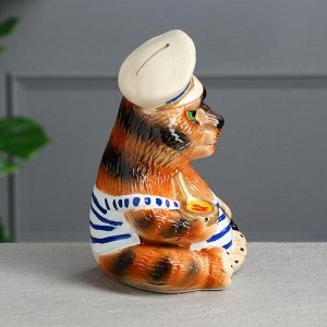 Копилка "Тигр моряк", символ года 2022, глазурь, керамика, 22 см