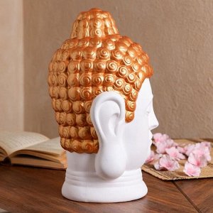 Статуэтка "Голова Будды" матовый, белый с золотом, 32 см