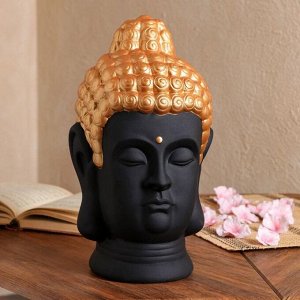 Статуэтка "Голова Будды" черный с золотом, 32 см