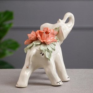 Статуэтка "Слон", белая, цветная лепка, керамика, 18 см, микс