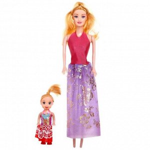 Кукла модель "Рита" с малышкой, с набором платьев, МИКС в ПАКЕТЕ
