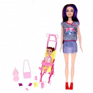 Кукла модель «Мама с малышкой», с коляской и аксессуарами, МИКС