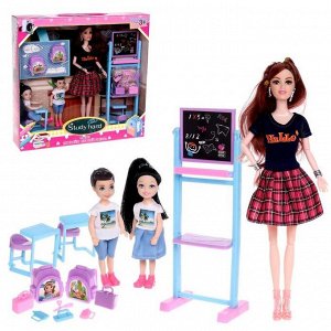 Кукла модель «Эмели Учительница», шарнирная, с малышами и аксессуарами, МИКС