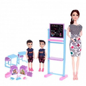 Кукла модель «Эмели Учительница», шарнирная, с малышами и аксессуарами, МИКС