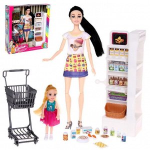 Кукла модель «Джулия в супермаркете», шарнирная, с малышкой и аксессуарами, МИКС