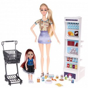 Кукла-модель «Джулия в супермаркете» шарнирная, с малышкой и аксессуарами, МИКС