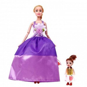 Кукла модель «Кристина», шарнирная, длинные волосы, с малышкой и аксессуарами, МИКС