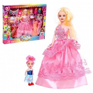 Кукла модель «Карина», с набором платьев, малышкой и аксессуарами, МИКС