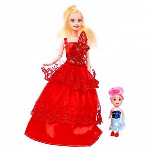 Кукла-модель шарнирная «Карина» с малышкой, с набором платьев и аксессуарами, МИКС