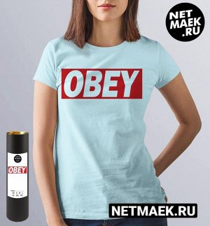 Женская футболка OBEY, цвет голубой