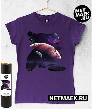 Женская футболка для девушки Космос DARK, цвет фиолетовый