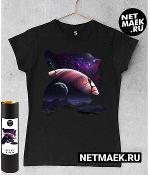 Женская футболка для девушки Космос DARK, цвет черный
