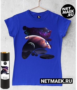 Женская футболка для девушки Космос DARK, цвет синий