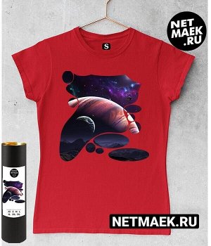 Женская футболка для девушки Космос DARK, цвет красный