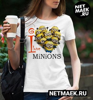 Женская футболка i love minions, цвет белый