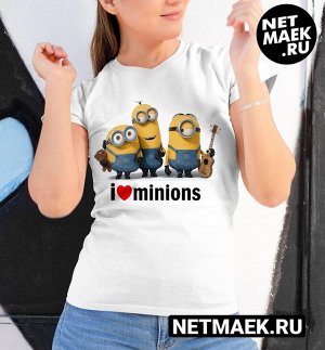 Женская футболка i love minions (new), цвет белый