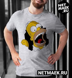 Мужская Футболка с Гомером Simpsons, цвет серый меланж