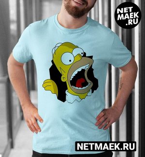 Мужская Футболка с Гомером Simpsons, цвет голубой