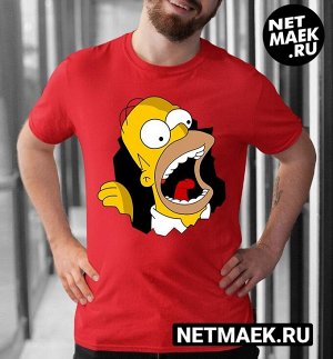 Мужская Футболка с Гомером Simpsons, цвет красный