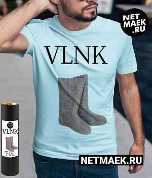 Мужская футболка с надписью VLNK, цвет голубой