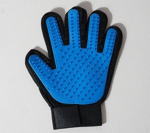 Расческа-перчатка на левую руку, цвет синий