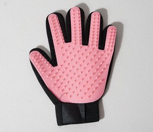 Расческа-перчатка на левую руку, цвет розовый