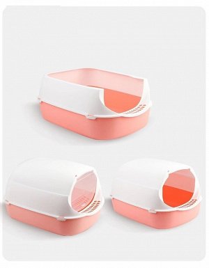 Туалет-домик для кошек, цвет розовый