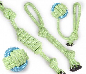 Набор игрушек из хлопковой веревки 4 в 1, цвет зеленый