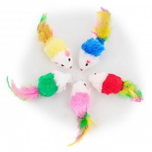 Игрушка для котов "Мышка с перьями"