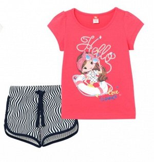 CSKG 90018-25-273 Комплект для девочки (футболка, шорты), малиновый