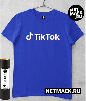Футболка с надписью Tik Tok logo DARK, цвет синий