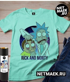 Футболка с принтом Рик и Морти (Rick and Morty), цвет ментол