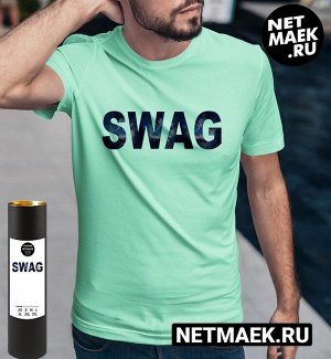 Футболка с принтом SWAG, цвет ментол