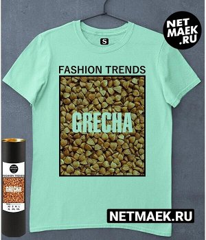 Футболка с надписью GRECHA FASHION TRENDS, цвет ментол