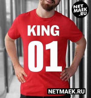 Футболка с надписью KING 01, цвет красный