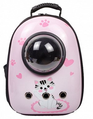 Космическая переноска-рюкзак для животных, принт "Котик", цвет розовый
