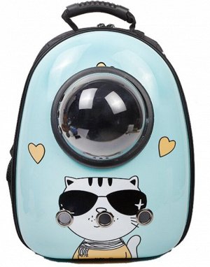 Космическая переноска-рюкзак для животных, принт "Котик", цвет голубой