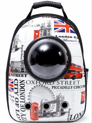 Космическая переноска-рюкзак для животных, принт "Лондон", цвет белый