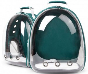 Космическая переноска-рюкзак для животных с полностью прозрачной передней частью, цвет зеленый