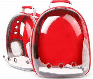 Космическая переноска-рюкзак для животных с полностью прозрачной передней частью, цвет красный