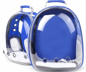 Космическая переноска-рюкзак для животных с полностью прозрачной передней частью, цвет синий