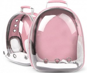 Космическая переноска-рюкзак для животных с полностью прозрачной передней частью, цвет розовый