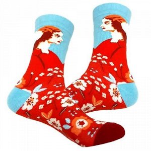 28647 Дизайнерские носки серии В гармонии с природой "Быть собой? Легко!", р-р 36-41 (голубой/красный), 2690000028647