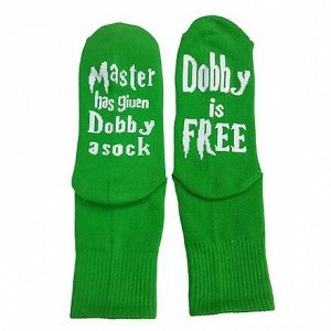 35706 Тематические носки серии  Гарри Поттер "Мастер дал Добби носок! Добби Свободен!", р-р 38-44 (зеленый)
